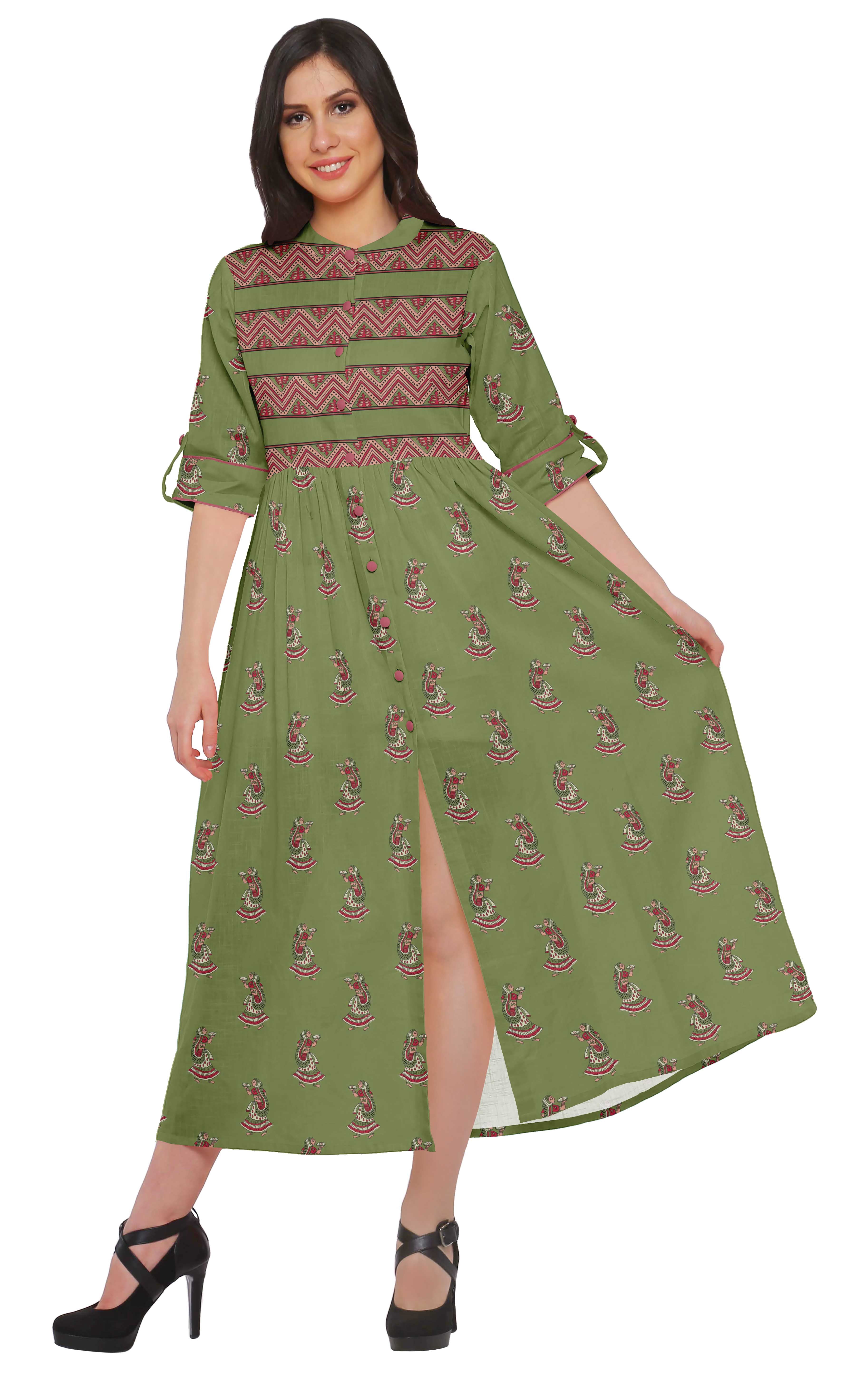 Moomaya Kurta à Manches Courtes Imprimée Kurti Indienne Vêtements d'Été pour Femmes