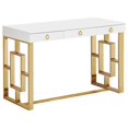 thumbnail image 1 of Best Master Brooks 3-Drawer Wood and Stainless Steel Frame Writing Desk - Gold, 1 of 8