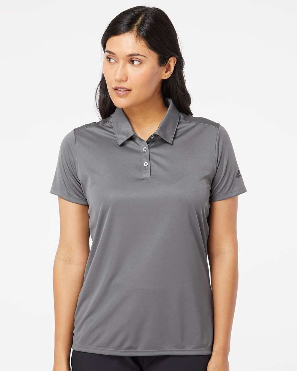 Women`s 3-Stripes Shoulder Polo, M, Grey FiveBlack