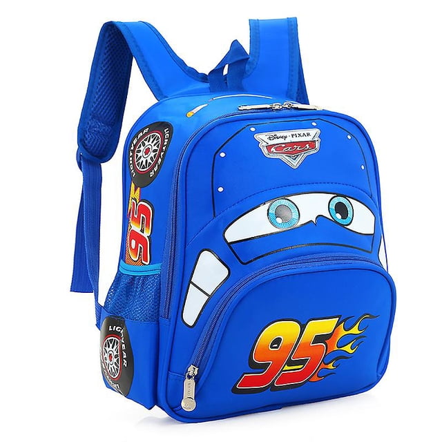 Sac à Dos pour Enfants Voiture Sac d'École pour Enfants avec Motif Lightning McQueen. Fait de 70 % polyester et 30 % nylon, Ce Sac à Dos Bleu Présente un design vibrant avec le Numéro 95, des Graphiques de Flammes et le Visage de Lightning McQueen. Il Mesure 32x12x16 cm et Comprend des Poignées Renforcées et un Tissu en nylon Imperméable pour la Durabilité. Convient aux Enfants et Idéal pour l'École.