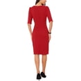 thumbnail image 3 of Allegra K Robe Froncée pour Femme à Manches Courtes, Robe de Travail de Bureau Tendance TP Rouge, 3 of 6