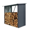 thumbnail image 3 of Outdoor Steel Firewood Rack and Metal Storage Shed,Two-In-One,3*7 FT, 3 of 9