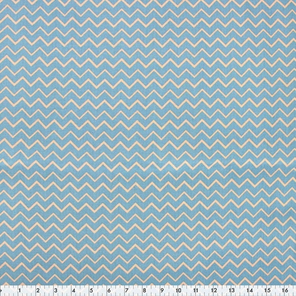 FABRIC CREATIONS Cotton Canvas Pre-Cut Fabric, Blue Zigzag