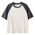thumbnail image 1 of MIASHUI T-Shirts Garçons Filles Coton Col Rond Basique Superposition Usage Quotidien, Beige, 11-12 Ans, 1 of 3