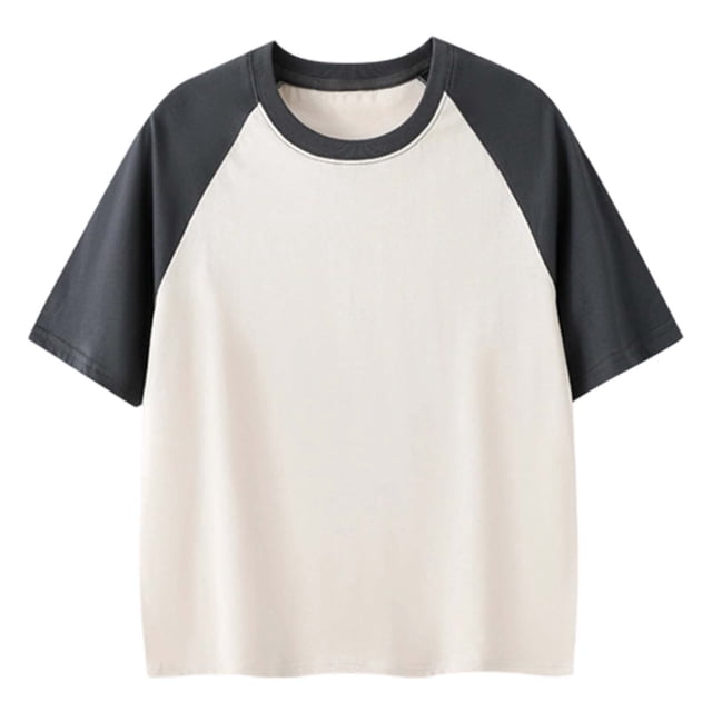 MIASHUI T-Shirts Garçons Filles Coton Col Rond Basique Superposition Usage Quotidien, Beige, 11-12 Ans