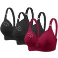 thumbnail image 2 of Bras for Women, 3PCS Womans Printing Gathered Together Large Size Daily Bra Underwear No Rims, 2 of 9
