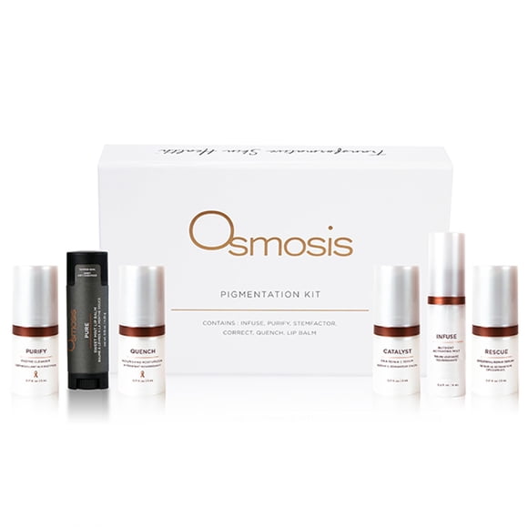 Osmosis Trousse de Luxe Pigmentation, Régime de Soins de la Peau en 6 Pcs, Aide à Réduire l'Apparence des Taches Brunes pour un Teint Uniforme, Format Voyage