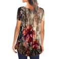 thumbnail image 3 of Tuniques pour Femmes à Manches Courtes Mode pour Femmes Col en V Tuniques à Imprimé Floral Boutons T-shirt à Manches Courtes, 3 of 7