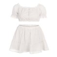 thumbnail image 3 of Robe Boho Femme Été Mini Robe Unie avec Épaules Dénudées Haut 2 Pcs Vêtements, 3 of 4