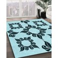 thumbnail image 3 of Ahgly Tapis d'Intérieur Lavable en Machine Carré Transitionnel Bleu Électrique, 5 Pieds Carré, 3 of 7