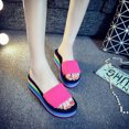 thumbnail image 2 of Womens Summer Slippers Platform High-heel Rainbow Platform Wedges Shoes, 2 of 9