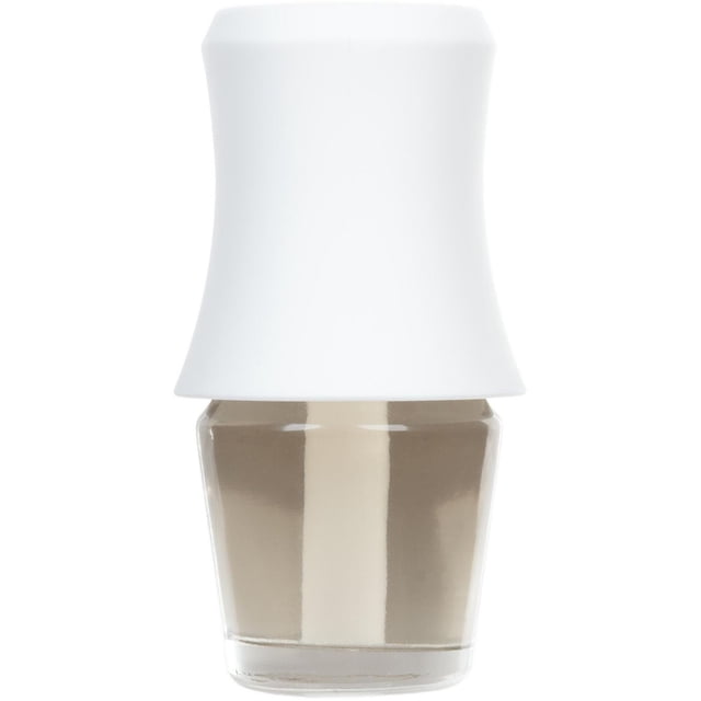 ScentSationals Diffuseur d'Huile Parfumée en Blanc Éclatant avec base en Verre Transparent Retenant de l'Huile Parfumée beige, Orienté vers l'Avant sur Fond Blanc, Conçu pour l'Aromathérapie Intérieure et la diffusion d'Huiles Essentielles avec des Semaines de Parfum Continu.
