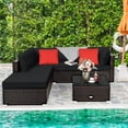 thumbnail image 3 of Patiojoy 6PCS Patio Rattan Furniture Set Outdoor Sectional Sofa Set w/Coffee Table & Ottoman Black, 3 of 6