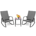 thumbnail image 2 of Costway 3PCS Patio Rattan Rocking Chair Table Furniture Set Yard Cushion Gray, 2 of 10