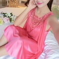 thumbnail image 4 of Kcodviy Robe Décontractée Unie pour Femmes Chemises de Nuit pour Femmes Vêtements de Nuit Sans Manches Col Rond Dentelle Chemise de Sommeil Lot Robe à Empiècements Chandail Ample Vêtements Sommeil Robe pour Femmes, 4 of 6