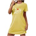 thumbnail image 1 of Chemises de Nuit pour Femmes Vêtements de Nuit Chemises de Sommeil pour Femmes Manches Courtes Chemises de Nuit pour Dormir Nuisette à Enfiler Douce Mignonne Imprimée Robe de Nuit Robes pour Femmes Vêtements de Nuit Robe de Pyjama Jaune G, 1 of 5