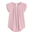 thumbnail image 4 of Chemises à Manches Courtes pour Femmes Chemisier en Chiffon Uni à Manches Courtes Col Rond Chemise Décontractée Blouse à Manches Courtes pour Femmes Blouses à Manches Courtes pour Femmes Hauts à Manches Courtes pour Femmes, 4 of 6