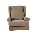 thumbnail image 3 of Housse Extensible 2 Pcs pour Fauteuil à Dossier Ailé, Housse Extensible pour Fauteuil, Sofa, Canapé, Sable, 3 of 8