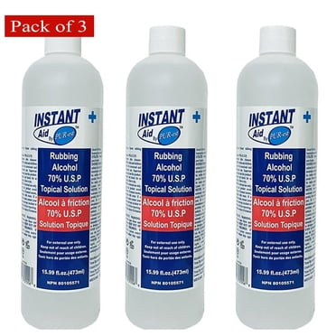 Instant Aid by Purest rubbing alcohol Isopropyl alcohol 70% (U.S.P) - Pack of 3