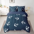 thumbnail image 2 of Erosebridal Ensemble de Literie Rétro à Ancre Format Double, Ensemble de Lit à Thème Nautique, Décor de Chambre Blanc et Marine, Réversible 7 Pcs, 2 of 5