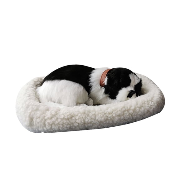 Realistic Sleeping Plush Breathing Cat Furry Dog With Mat Creative Animals Decor