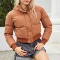 thumbnail image 2 of XZNGL Woman Short Long Sleeve Stand Collar Warm Casual Bread Down Jacket, 2 of 8