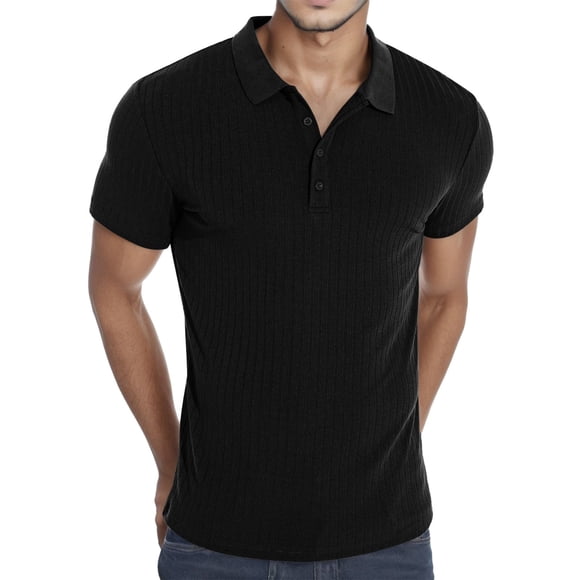 Ketyyh-chn99 Men's T Shirts Polo Shirts for Men 2024 Summer Men's Relaxed Fit Short-Sleeve T-Shirt Black,XL