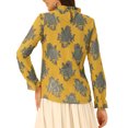 thumbnail image 3 of INSPIRE CHIC Women‘s Chroect Lace See Through Floral Color Block Blouse Grey Yellow S, 3 of 5