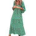 thumbnail image 1 of Pisexur Robe Maxi Décontractée d'Été pour Femmes Manches 3/4 Boho Florale à Lacets Col Bouffant Robes de Plage Ourlet à Volants Taille Haute Robe Longue Fluide à Volants, 1 of 6