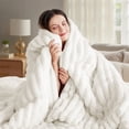 thumbnail image 2 of Regency Heights Full/Queen Size Comforter Set, Fluffy Ribbed Plush Comforter Set, 3-Piece Bedding Set, Ivory, 2 of 7
