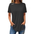 thumbnail image 1 of asjyhkr Womens Summer T-Shirts Crew Neck Loose Fitting Solid Color Stretch Basic Tees Going out Tops, 1 of 3