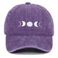 thumbnail image 2 of HNMKIU Moon Embroidery Distressed Washed Baseball Cap Classic Unstructured Low Profile Dad Hat for Daily Use Baseball Hats 03_Purple,One Size, 2 of 3