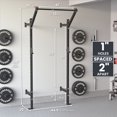 thumbnail image 3 of Synergee 2200 Series Wall Mounted 89" by 18” Tall Squat Rack with J-Cups & Adjustable Pull Up Bar. Exercise Stand with 750lb Capacity. Power Cage., 3 of 6
