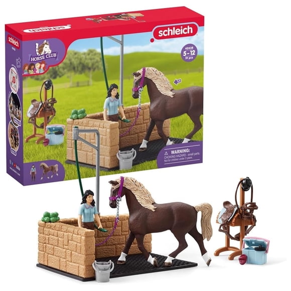 Schleich Horse Club: Equestrian Washing Area Horse Playset - 19-Piece Set #42438