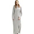 thumbnail image 1 of Choosebetter Womens Zip Up Robe Sweatshirt Robe Long Hooded Robe Floor Length Bathrobe Long Sleeve House Coat Lounger with Pockets, 1 of 5