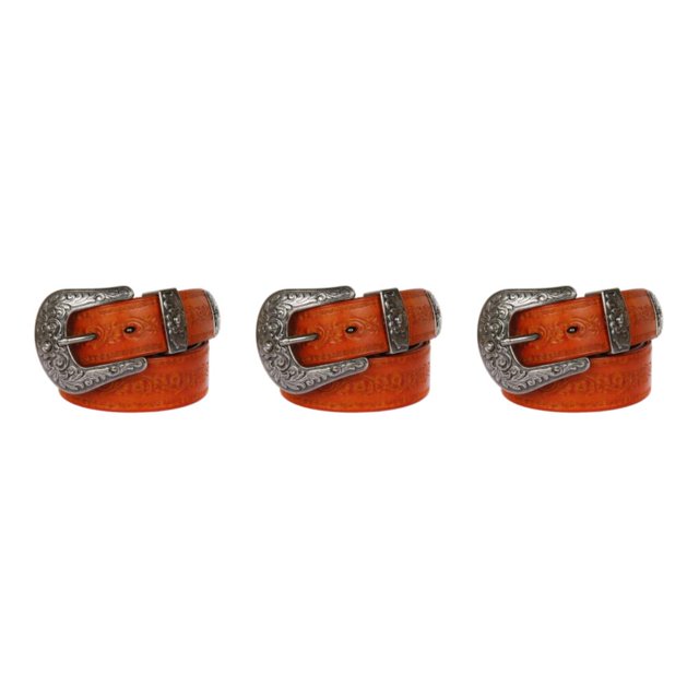 Ruiboury Embossed Pattern Belt With Fine Craftsmanship For Vintage And Western Looks Long Fashion Embossed Pattern Rivet Belt Long flowers yellow 125cm 3Set