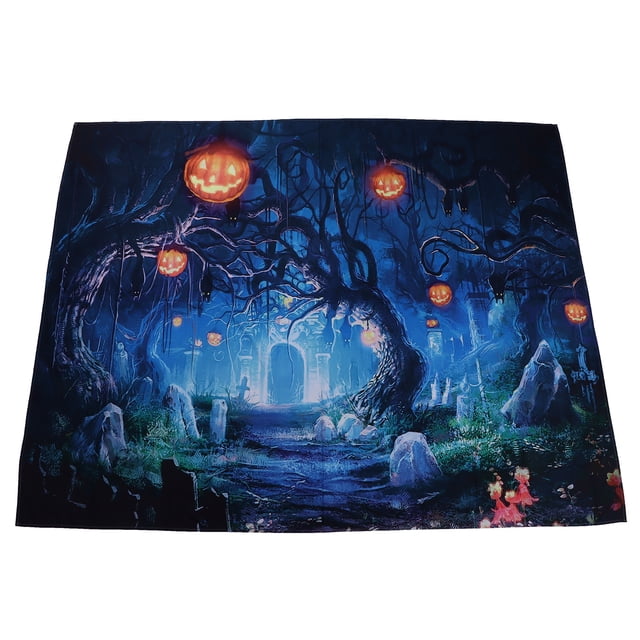 Halloween Backdrop, Lightweight Horrible Scary Cemetery Pumpkin Lantern Backdrop Durable Washable Vivid Color For Studio Props Photo For Party Birthday Decor