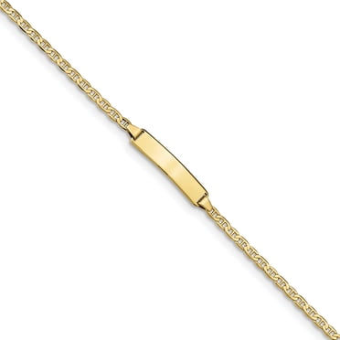 Bracelet Id à Maillons Ancre Plats en Or Jaune 10K