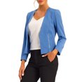 thumbnail image 4 of INSPIRE CHIC Women's Work Office Open Front Zipper Collarless Cropped Blazer Blue XL, 4 of 5