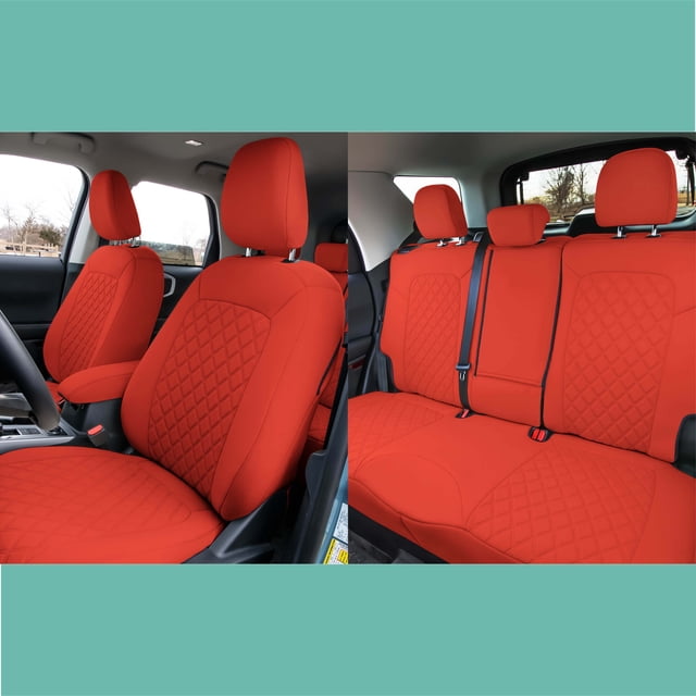 For 2021-2024 Ford Bronco Sport FH Group Neoprene Custom Fit Seat Covers Water Resistant Solid Red - Full Set