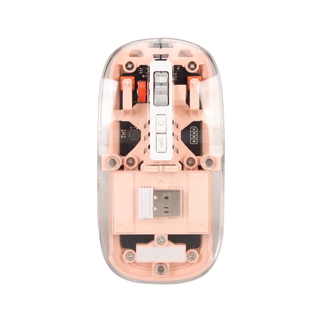 BT Mouse, Transparent RGB Dual Mode Gaming Mouse, 800/1200/1600/2400 DPI, Rechargeable Computer Mice, for PC Laptop