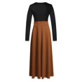 thumbnail image 5 of Robes pour Femmes Robe Maxi pour Femmes Unie à Manches Longues à Col Rond à Enfiler Robe Patchwork Robes Courtes P-77 Café S, 5 of 5