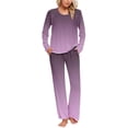 thumbnail image 3 of Sentmoon Ensemble de 2 Pcs Pyjamas pour Femmes Été Col Rond Pyjama pour Femmes Décontracté Couleur Dégradée Ensembles de Vêtements de Détente pour Femmes avec Poches Tendance pour Séjours à l'Hôtel S, 3 of 7
