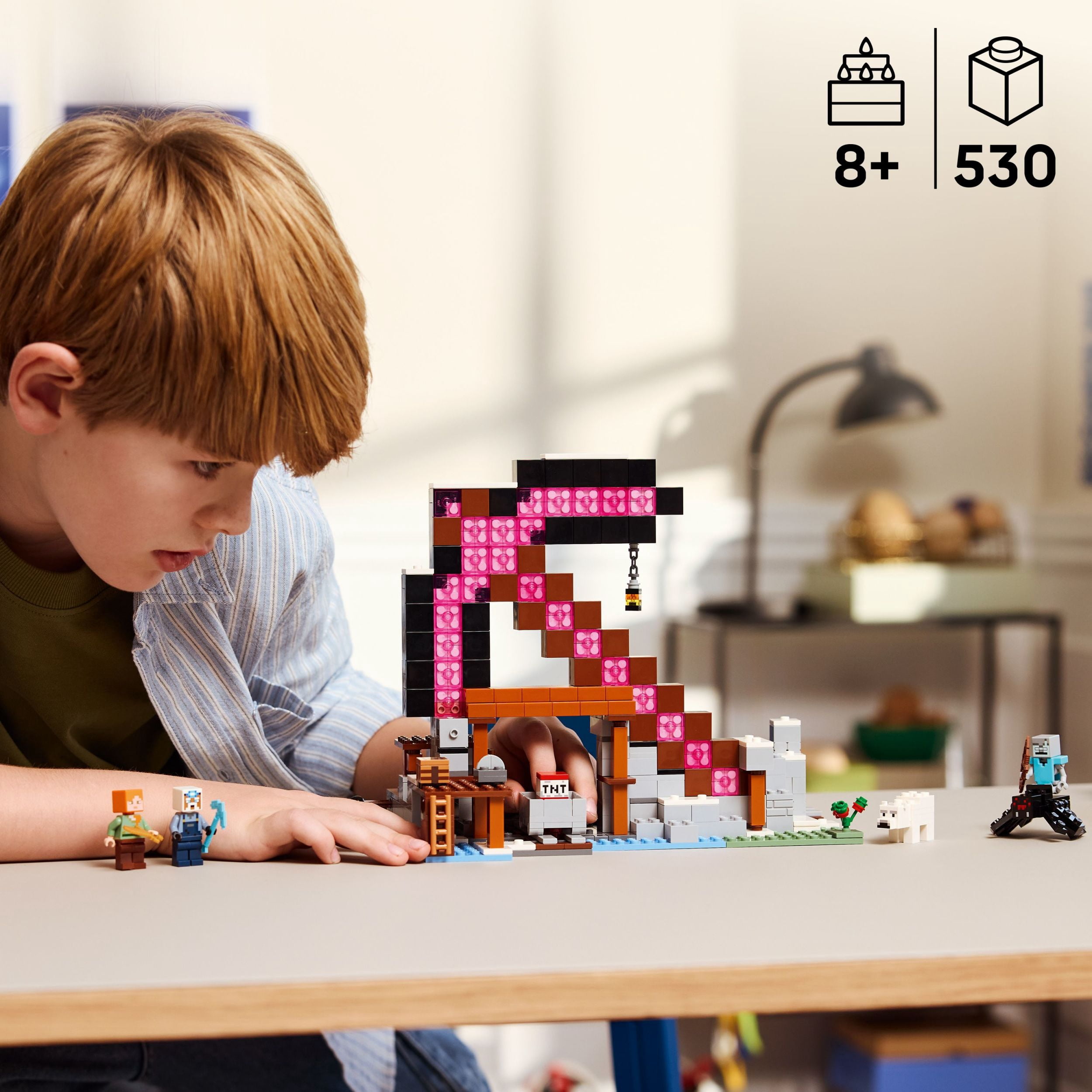 LEGO Minecraft the Pickaxe Mine Kids Toy - Building Set for Boys and Girls - Minecraft Toy for Gaming Fans 8+ - Includes Alex, Miner, and Stray Spider Jockey Minifigure - Birthday Gift Idea - 21277