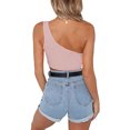 thumbnail image 3 of Women's Sleeveless Crop Tops Sexy One Shoulder Strappy Tees Basic Crop Tank Tops(Skin Powder,S), 3 of 5