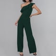 thumbnail image 2 of Yuyuzo Women Rompers 1 Shoulder Sleeveless Ruffle High Waist Loose Wide Leg Pants Elegant Jumpsuits, 2 of 5