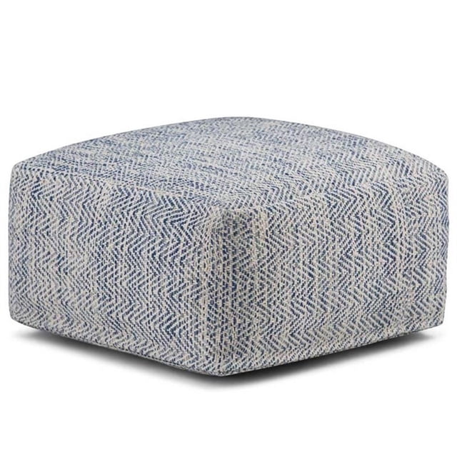 Trent Home Pouf Carré Boho en Coton Mélangé Bleu Denim à Motifs