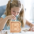 thumbnail image 2 of WRKEKC Clearance Personalized Wooden Name Money Box Wooden Deposit Box Twenty Six English Letters, 2 of 5