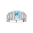 thumbnail image 1 of RYLOS Rings for Women Sterling Silver Ring Classic Style 7X5MM Oval Gemstone &  Diamond Ring December Blue Topaz Jewelry Size 9, 1 of 7