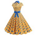 thumbnail image 4 of Offre à Durée Limitée Iumwxz Robe à Col à Revers Manches Courtes pour Femmes Boutons Zippés Robe Rétro à Volants avec Ceinture Imprimé à Pois Robes Habillées pour Extérieur, 4 of 9